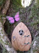 Load image into Gallery viewer, Wooden Fairy Door - Cornish Oak - Celtic Triskelion

