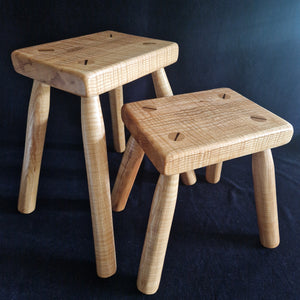 Hand Made Stool - Cornish Ripple Ash # 39