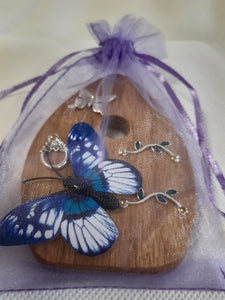 Wooden Fairy Door - Cornish Oak - Silver Butterfly