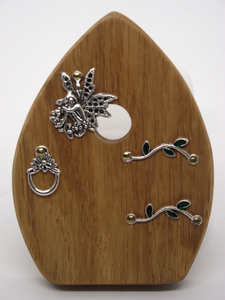Wooden Fairy Door - Cornish Oak - Sitting Fairy