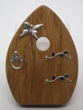 Load image into Gallery viewer, Wooden Fairy Door - Cornish Oak - Silver Butterfly
