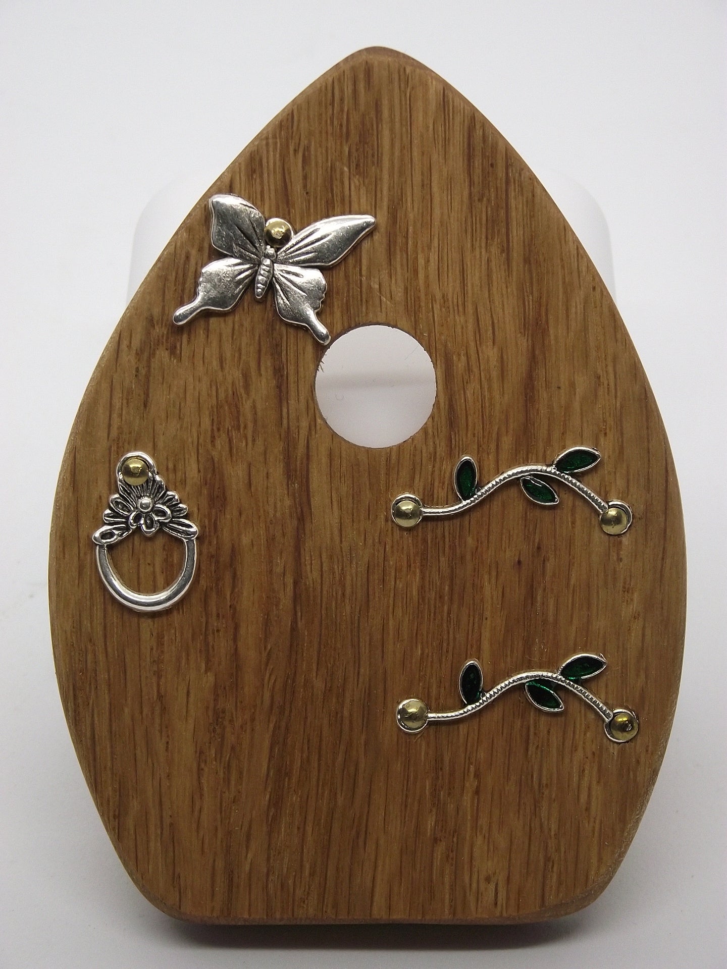 Wooden Fairy Door - Cornish Oak - Silver Butterfly